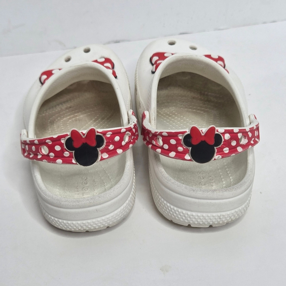 Crocs X Disney Minnie Mouse White Red Polk A Dot Bow Clogs Girls Size 13 - Picture 5 of 11